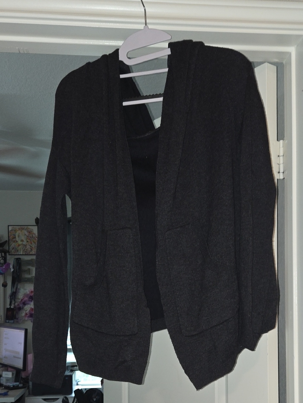 Lululemon Cabin Yogi Reversable Wrap Black Hooded Sweater Cardigan